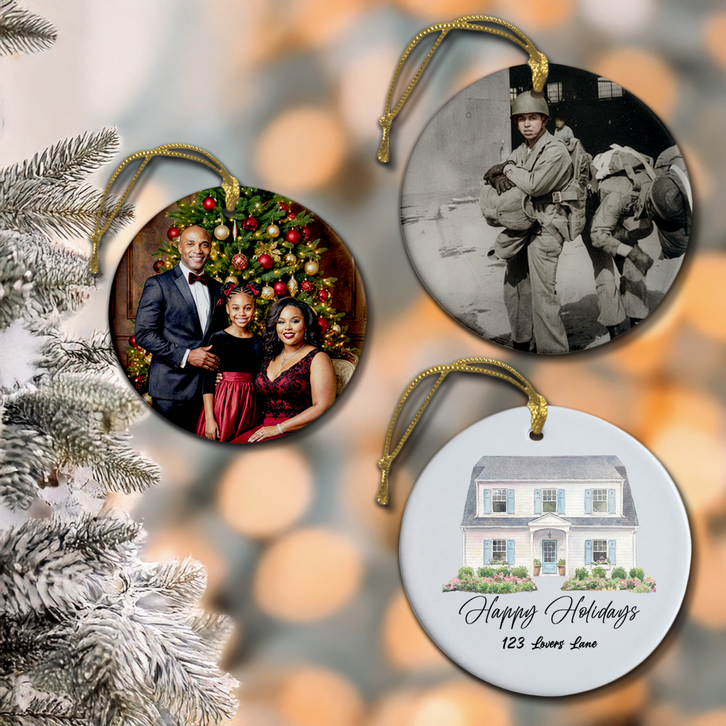 🎄 Custom Ceramic Christmas Ornament – 3" Round Keepsake