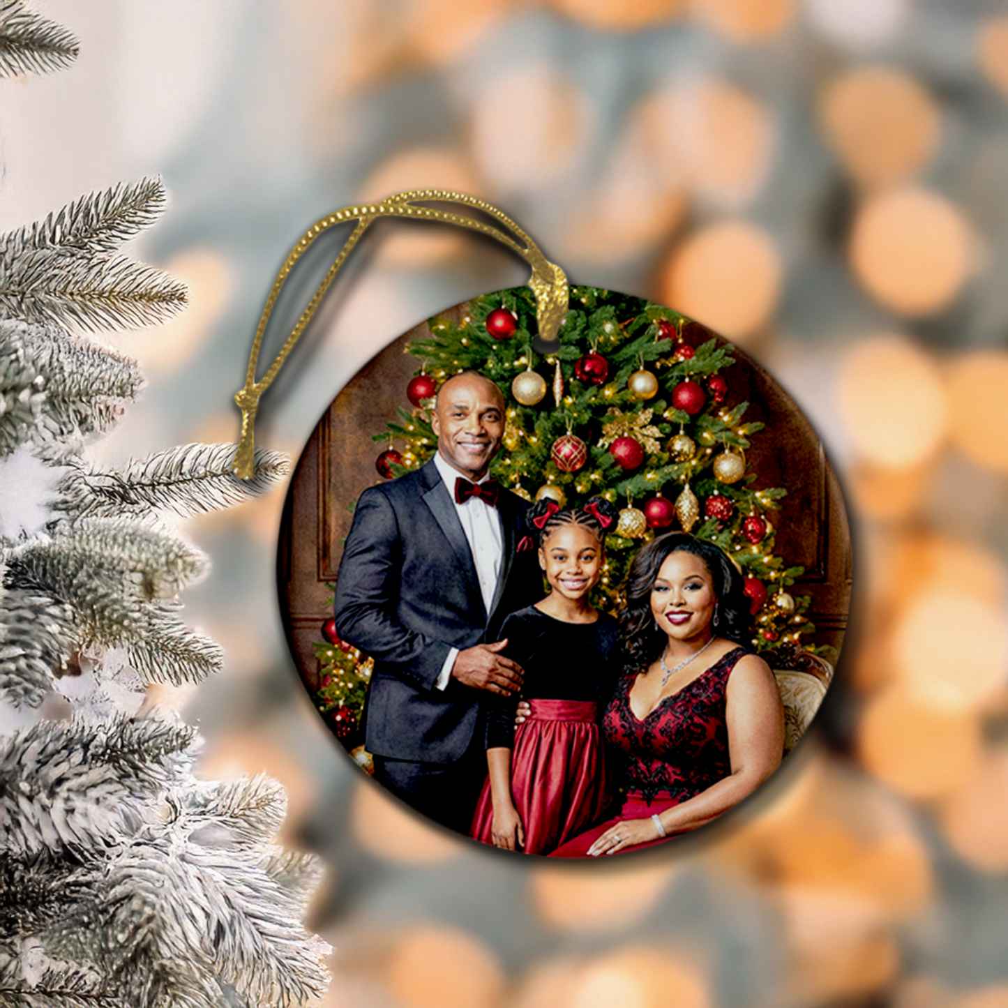 🎄 Custom Ceramic Christmas Ornament – 3" Round Keepsake