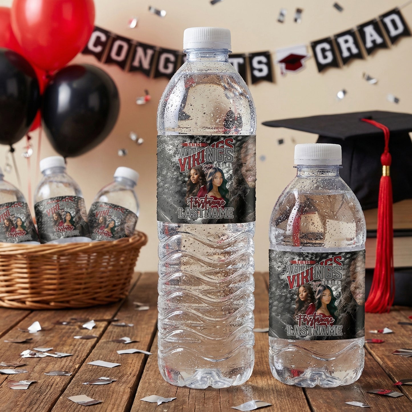 Custom Graduation Water Bottle Labels – Personalized Party Favor Wraps